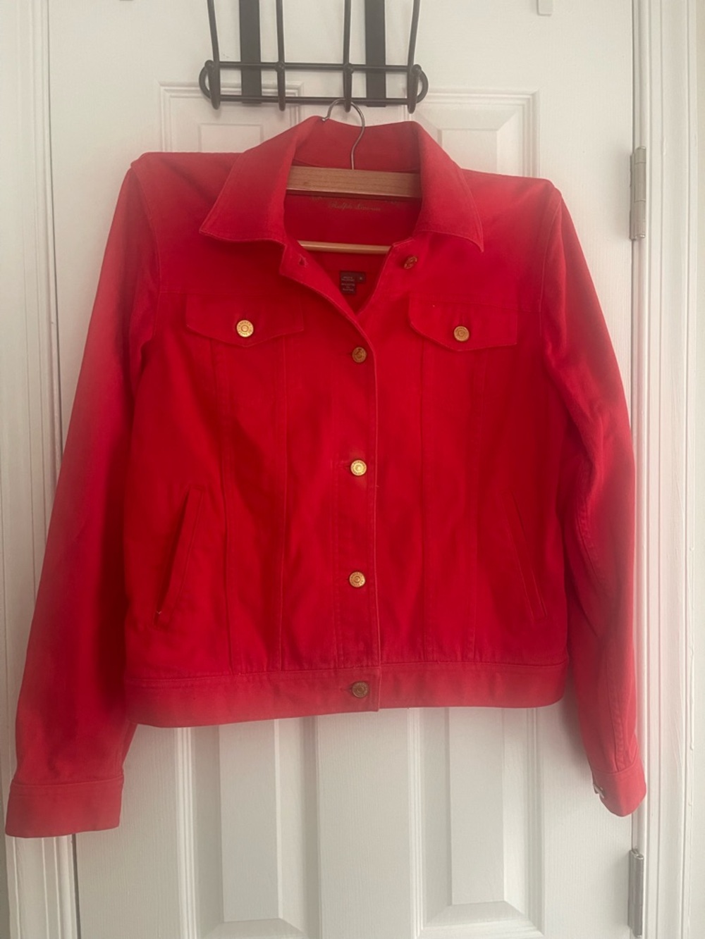 Polo Ralph Lauren Red Denim Jacket 100% Cotton
